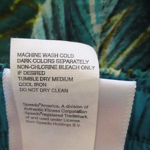 Speedo Men's Swim Trunks, Blue & Green Leaf Print, Pockets, Size XL - Picture 10 of 12